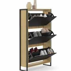Meuble à chaussures industriel avec 3 portes*IDMarket Discount