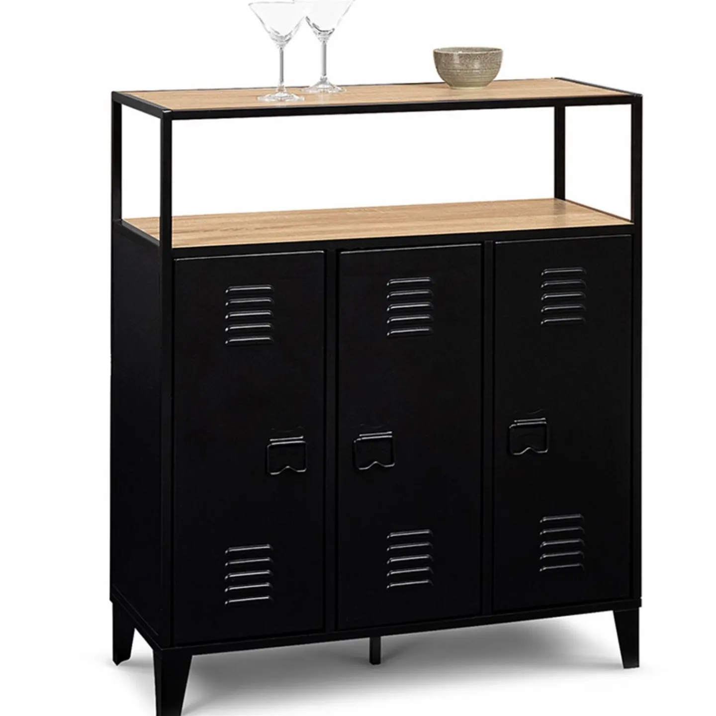 Meuble bar métal noir et bois industriel*IDMarket Hot