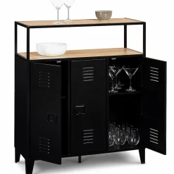 Meuble bar métal noir et bois industriel*IDMarket Hot