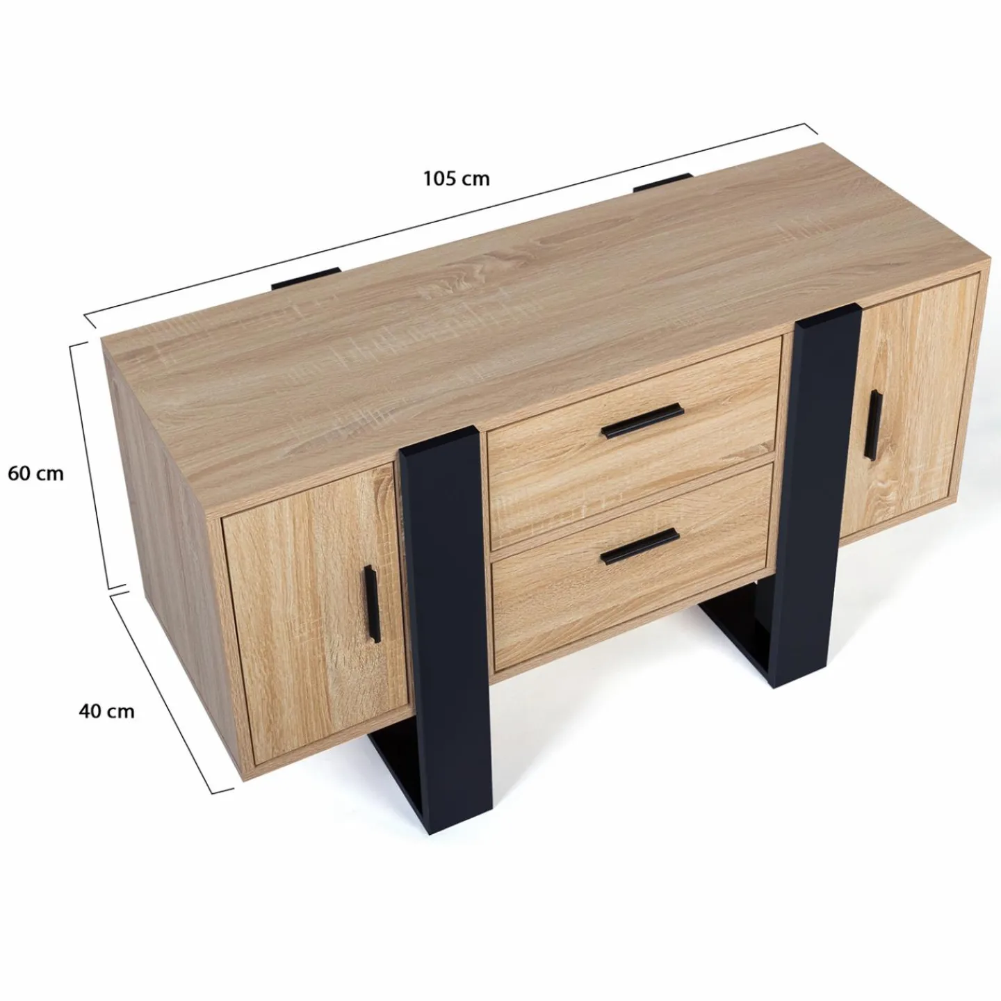 Meuble bas bois et noir*IDMarket Hot