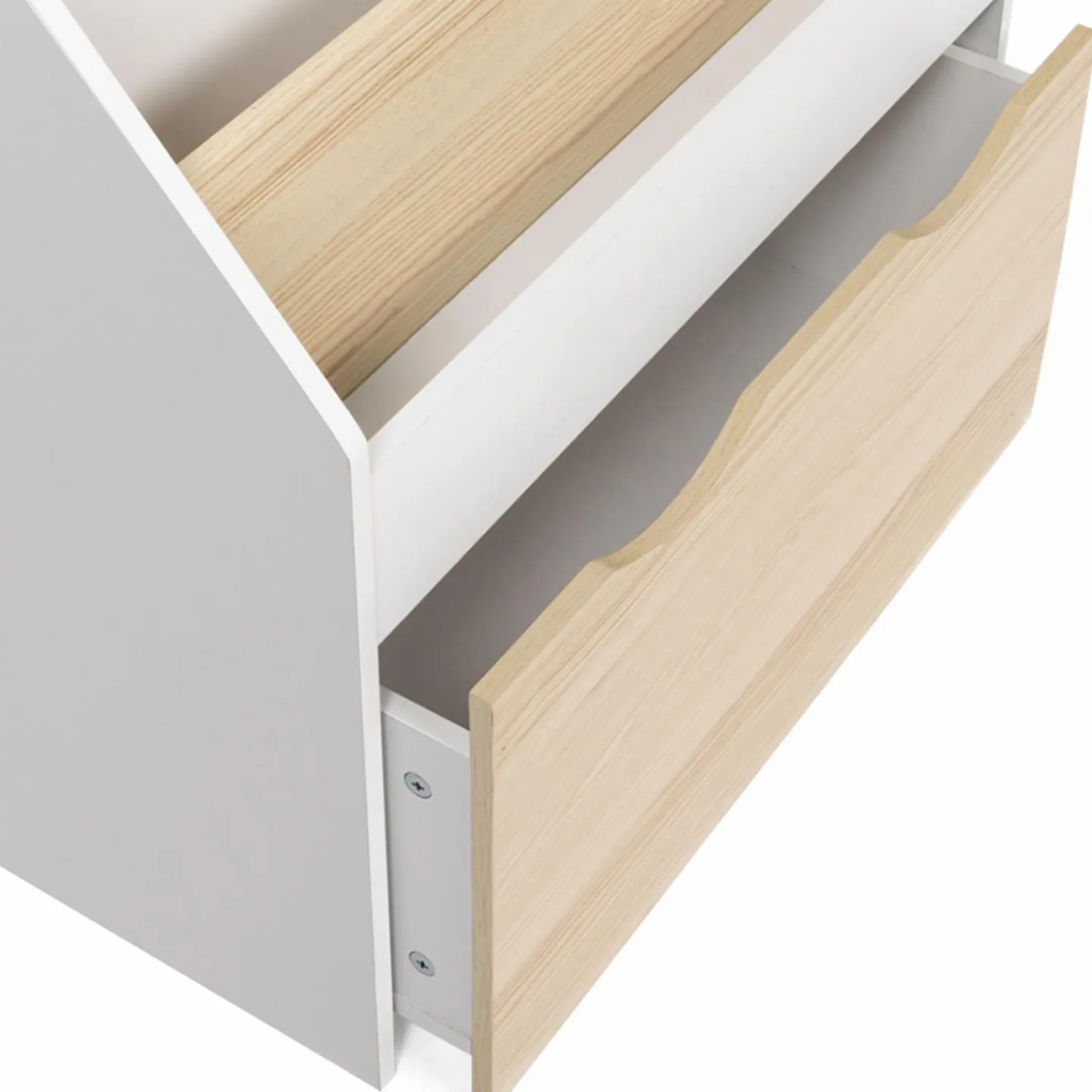 Meuble bibliothèque pour enfant blanc et hêtre avec 3 étagères et 1 bac*IDMarket Discount