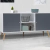 Meuble buffet scandinave blanc et gris 2 portes*IDMarket Discount