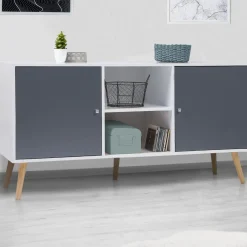 Meuble buffet scandinave blanc et gris 2 portes*IDMarket Discount