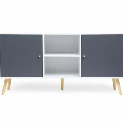Meuble buffet scandinave blanc et gris 2 portes*IDMarket Discount