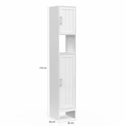 Meuble colonne blanc 170 cm pour salle de bain avec rangement*IDMarket Hot
