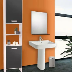 Meuble colonne salle de bain blanc et gris*IDMarket Best