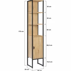 Meuble colonne salle de bain style industriel 1 porte*IDMarket Online