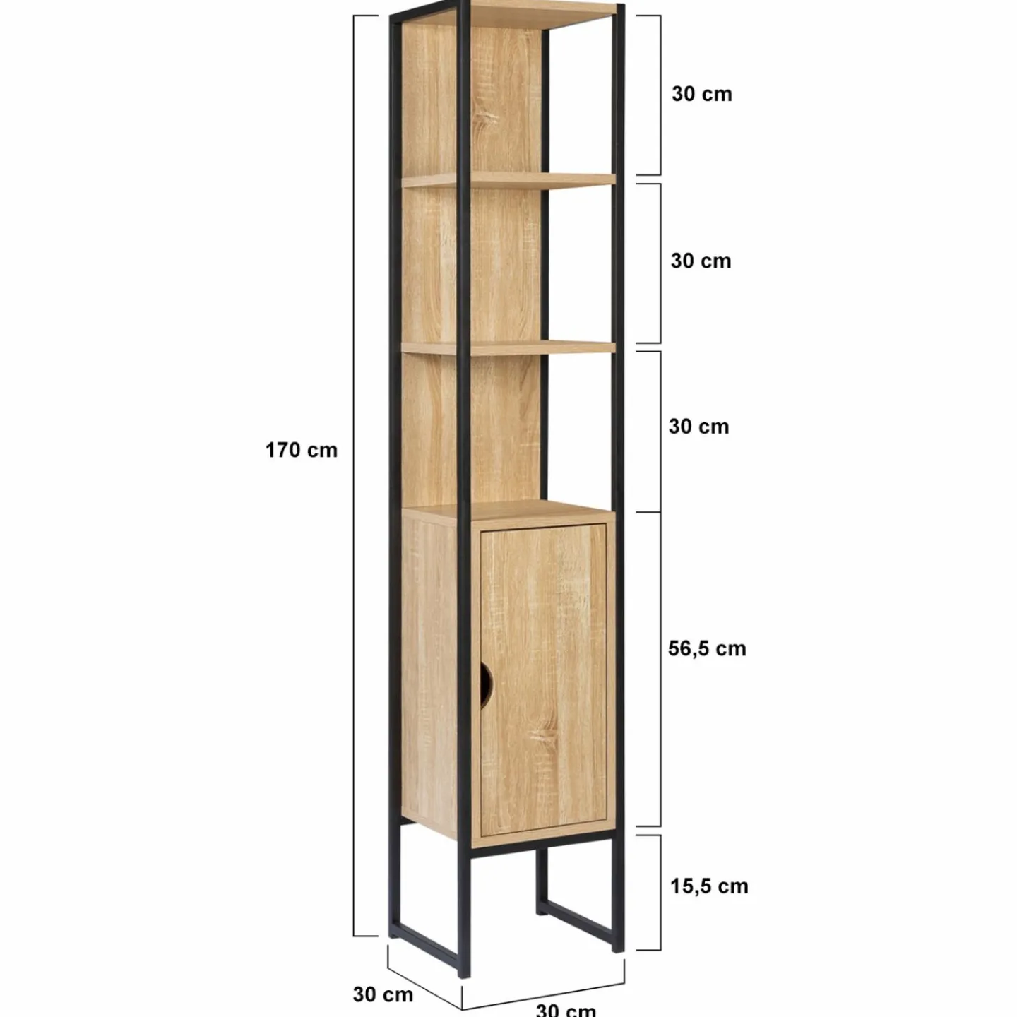 Meuble colonne salle de bain style industriel 1 porte*IDMarket Online