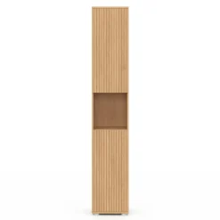 Meuble colonne salle de bain 2 portes 1 niche effet lattes*IDMarket Clearance