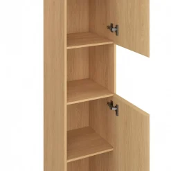 Meuble colonne salle de bain 2 portes 1 niche effet lattes*IDMarket Clearance