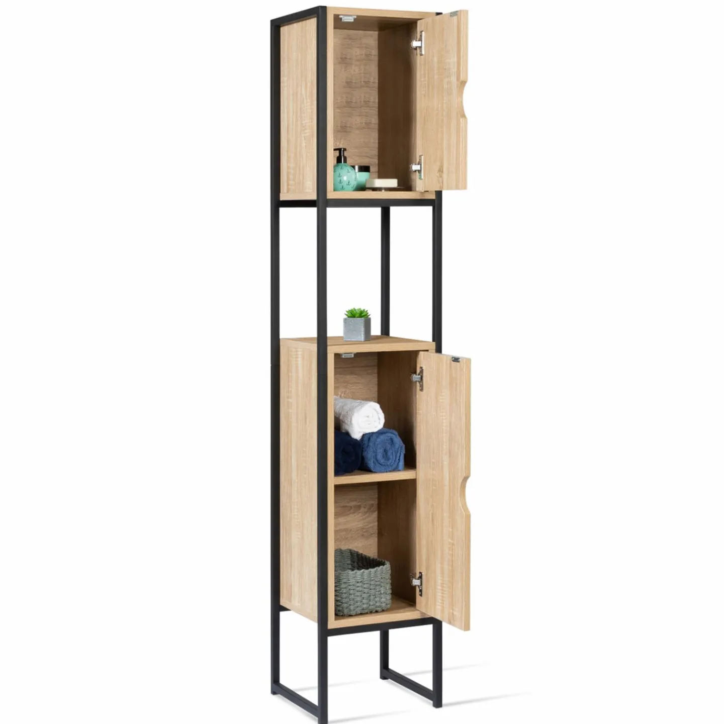 Meuble colonne salle de bain style industriel*IDMarket Online