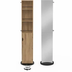 Meuble colonne salle de bain pivotant hêtre et noir*IDMarket Online