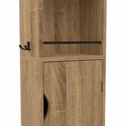 Meuble colonne salle de bain pivotant hêtre et noir*IDMarket Online