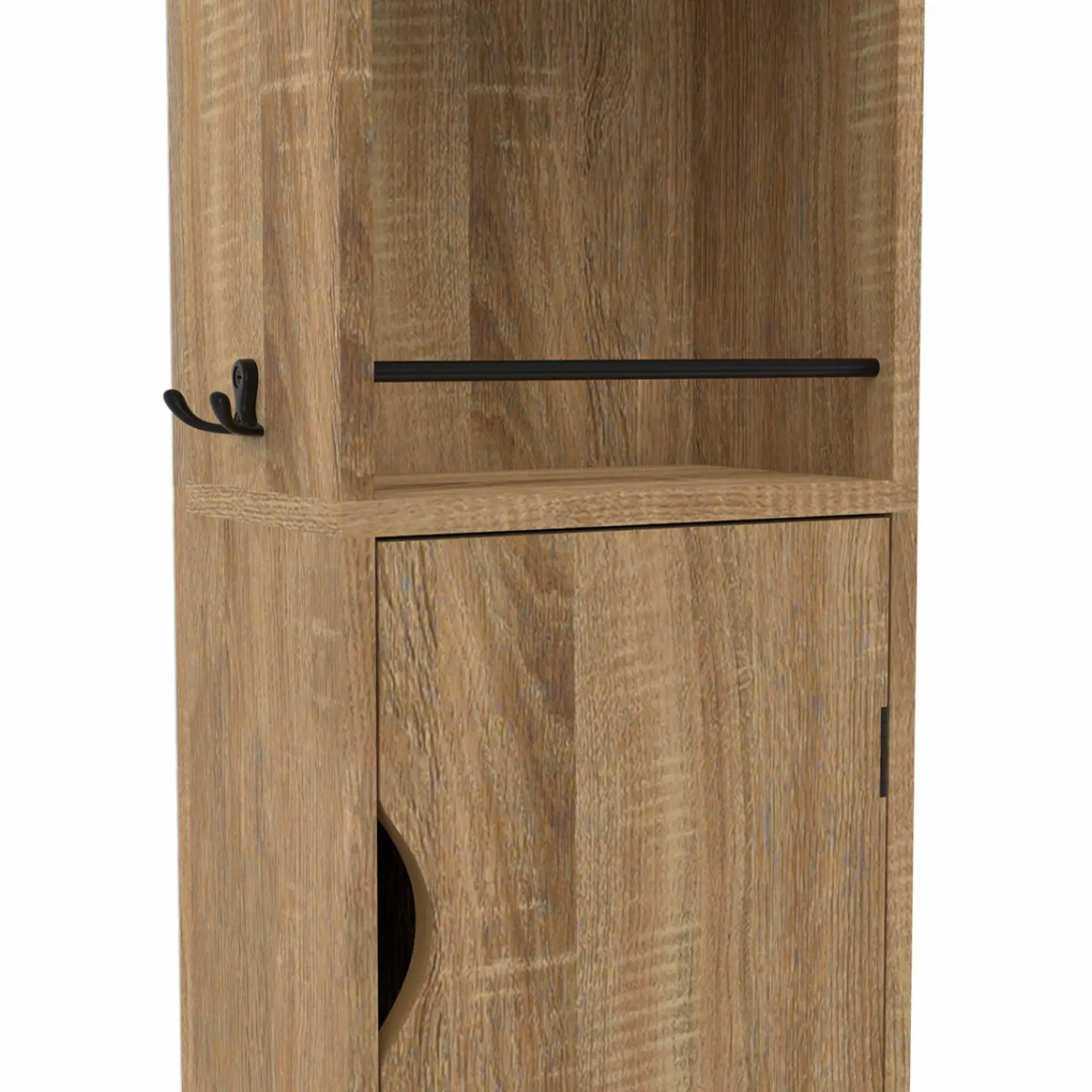 Meuble colonne salle de bain pivotant hêtre et noir*IDMarket Online