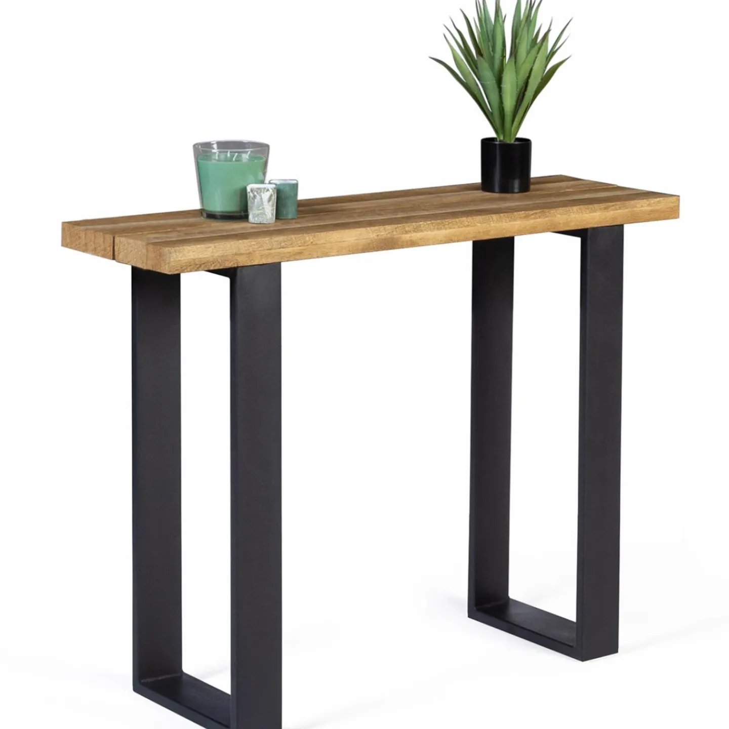 Meuble console bois et métal noir 100 cm*IDMarket Hot