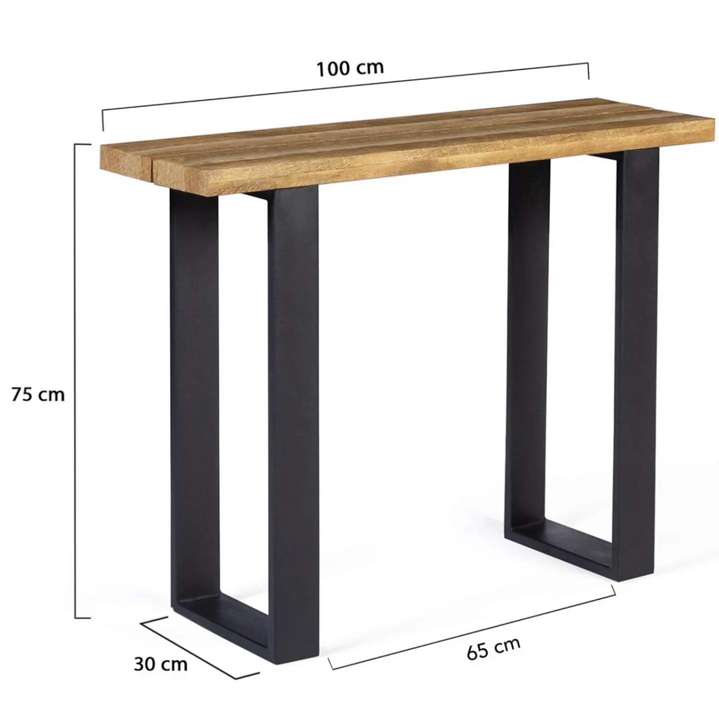 Meuble console bois et métal noir 100 cm*IDMarket Hot