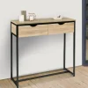 Meuble console industrielle 2 tiroirs bois et métal 90 cm*IDMarket Best