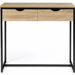 Meuble console industrielle 2 tiroirs bois et métal 90 cm*IDMarket Best