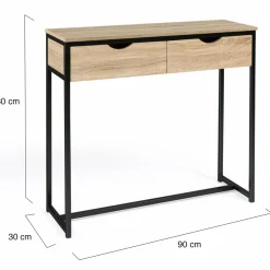 Meuble console industrielle 2 tiroirs bois et métal 90 cm*IDMarket Best