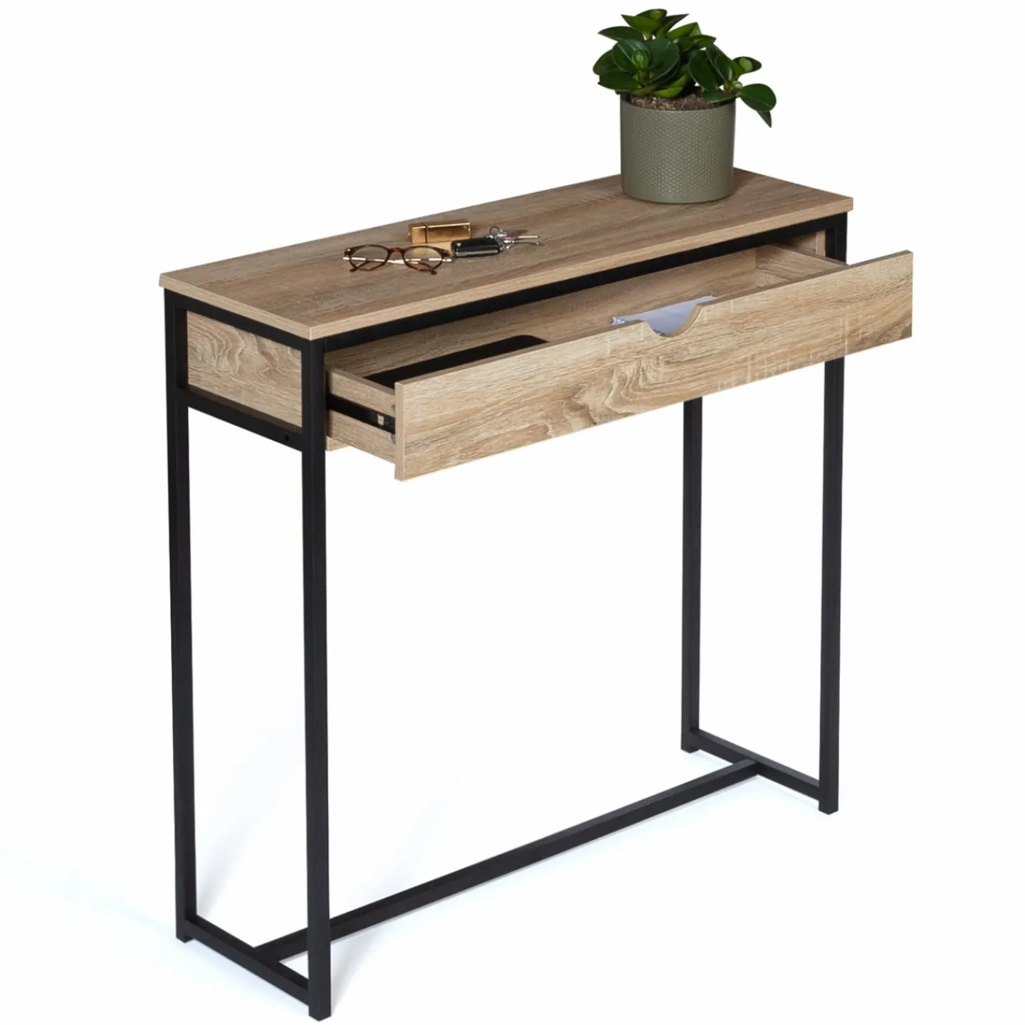 Meuble console industrielle bois et métal 90 cm*IDMarket Sale