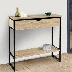 Meuble console industrielle bois et métal 90 cm*IDMarket Hot
