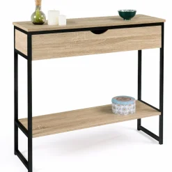 Meuble console industrielle bois et métal 90 cm*IDMarket Hot