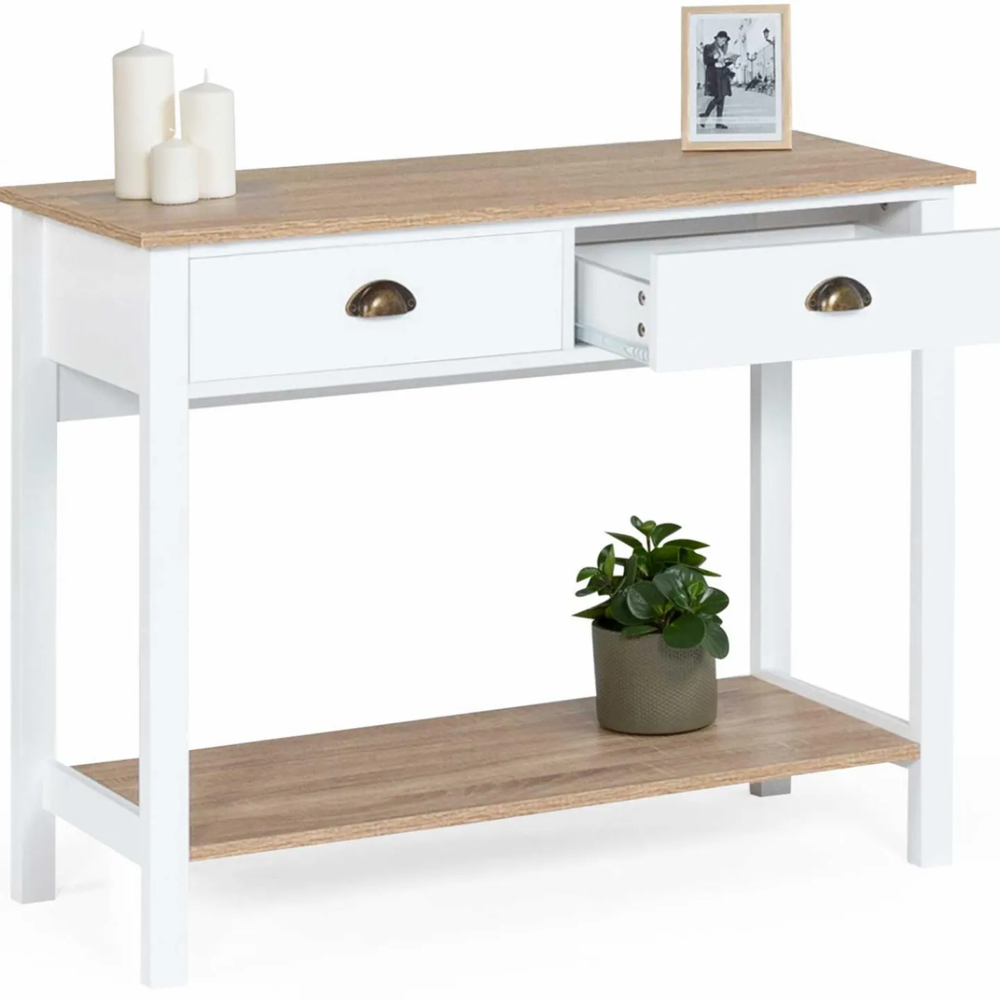 Meuble console vintage bois et blanc 100 cm*IDMarket Hot