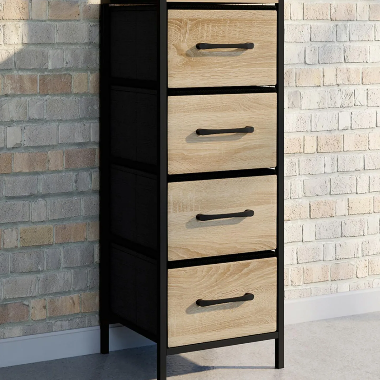 Meuble d'appoint 4 tiroirs 30 cm chiffonnier, meuble de rangement design industriel*IDMarket