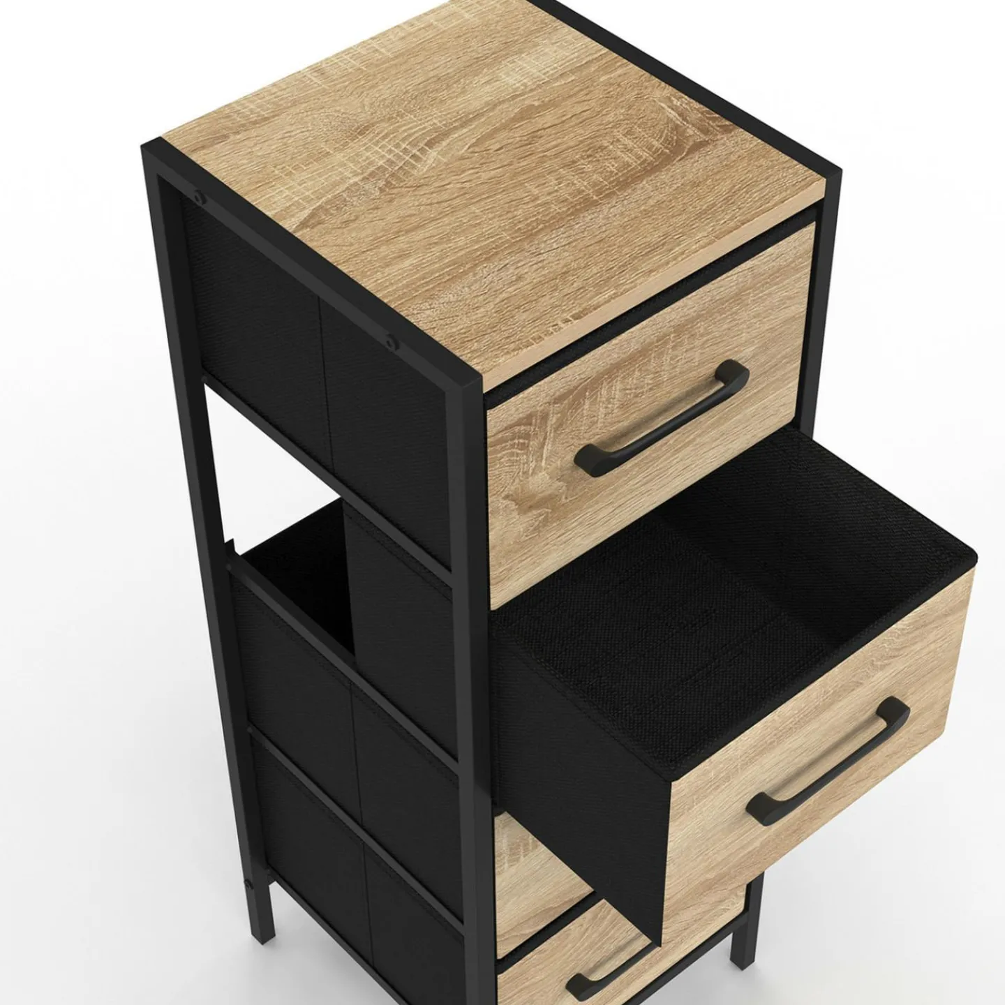 Meuble d'appoint 4 tiroirs 30 cm chiffonnier, meuble de rangement design industriel*IDMarket