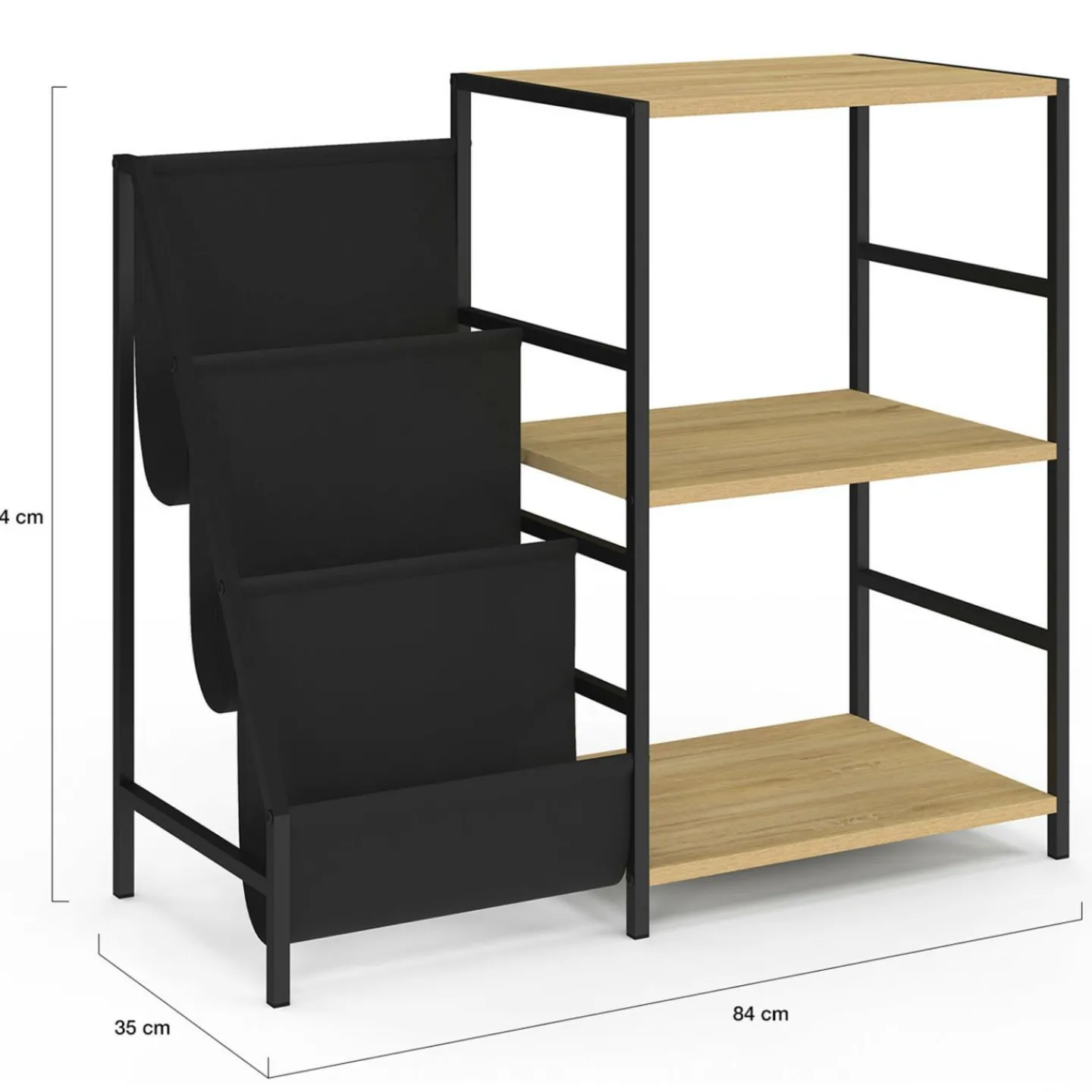 Meuble d'appoint, rangement avec étagères, supports vinyles et platine design industriel*IDMarket Sale