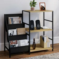 Meuble d'appoint, rangement avec étagères, supports vinyles et platine design industriel*IDMarket Sale