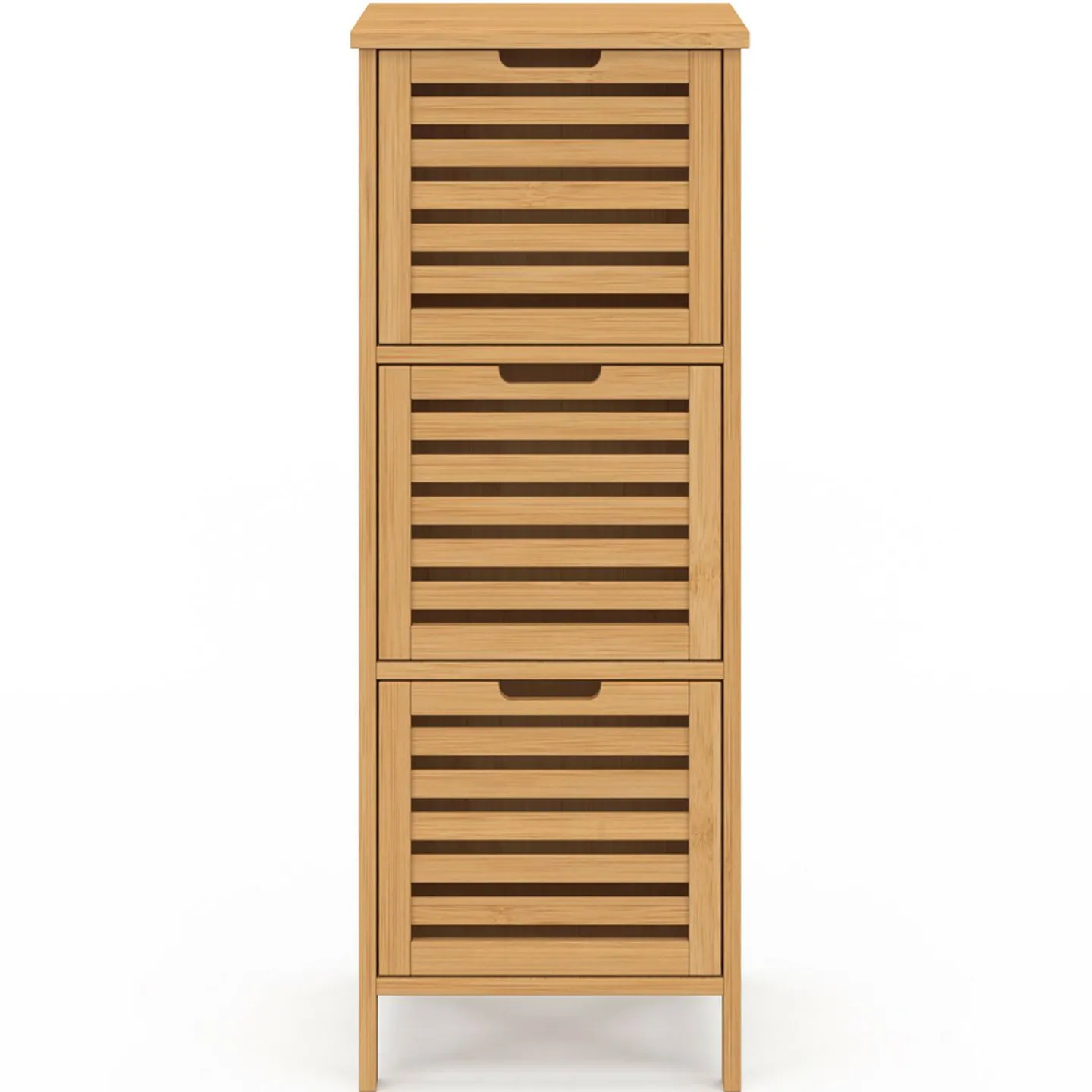 Meuble d'appoint salle de bain bambou BEA 3 portes 30 x 30 x 80 cm*IDMarket Discount