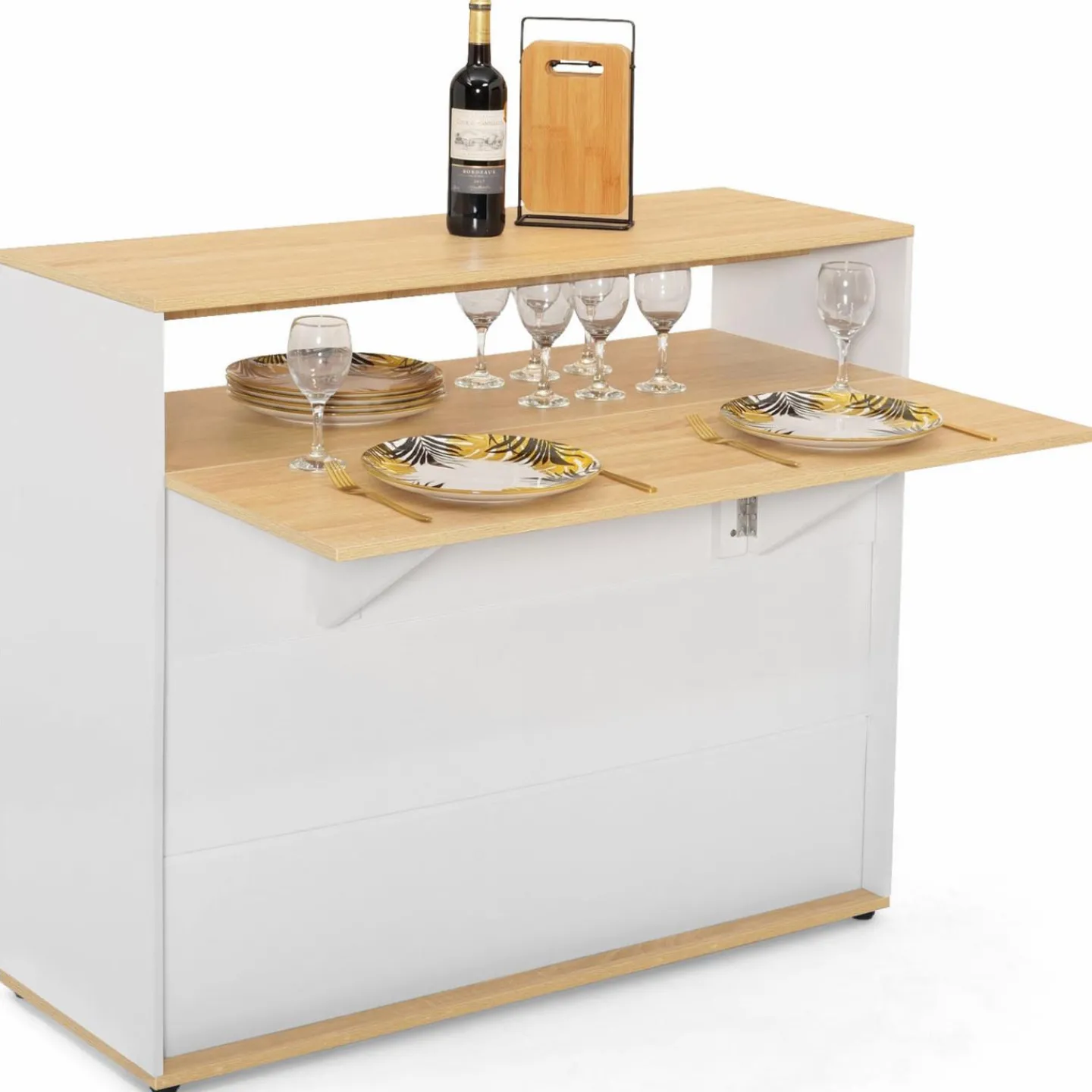 Meuble de bar mange-debout blanc et bois*IDMarket Sale
