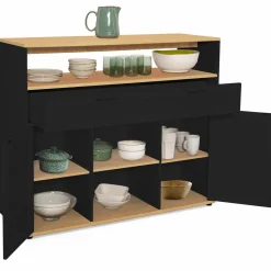Meuble de bar mange-debout noir et bois*IDMarket New