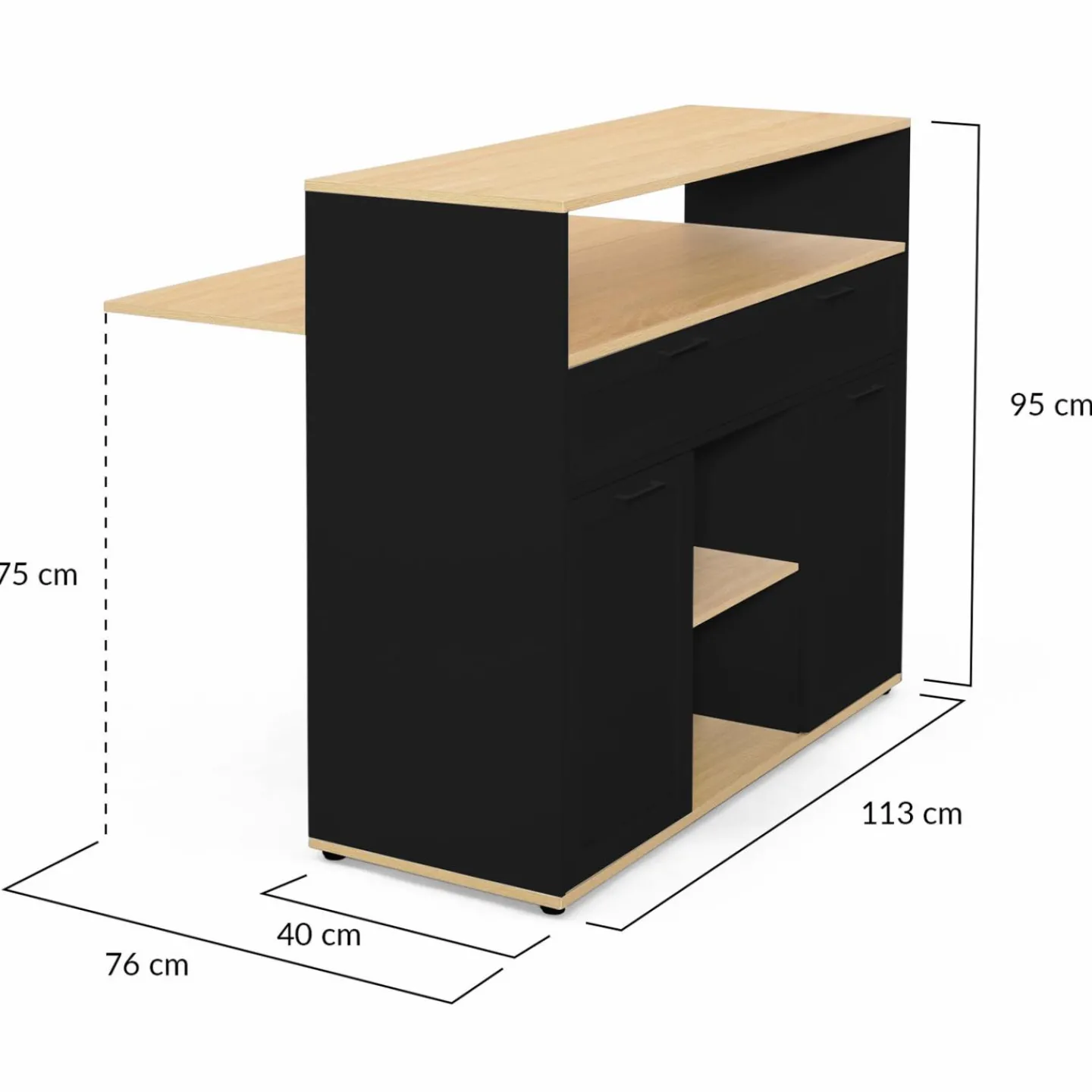 Meuble de bar mange-debout noir et bois*IDMarket New