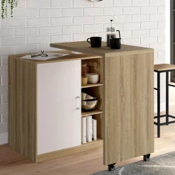 Meuble de bar pivotant imitation hêtre*IDMarket Outlet