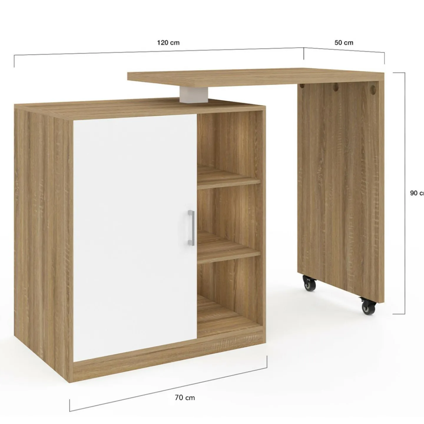 Meuble de bar pivotant imitation hêtre*IDMarket Outlet