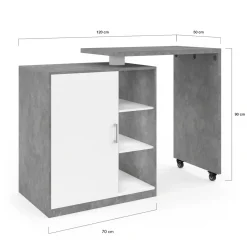 Meuble de bar pivotant imitation béton*IDMarket Hot