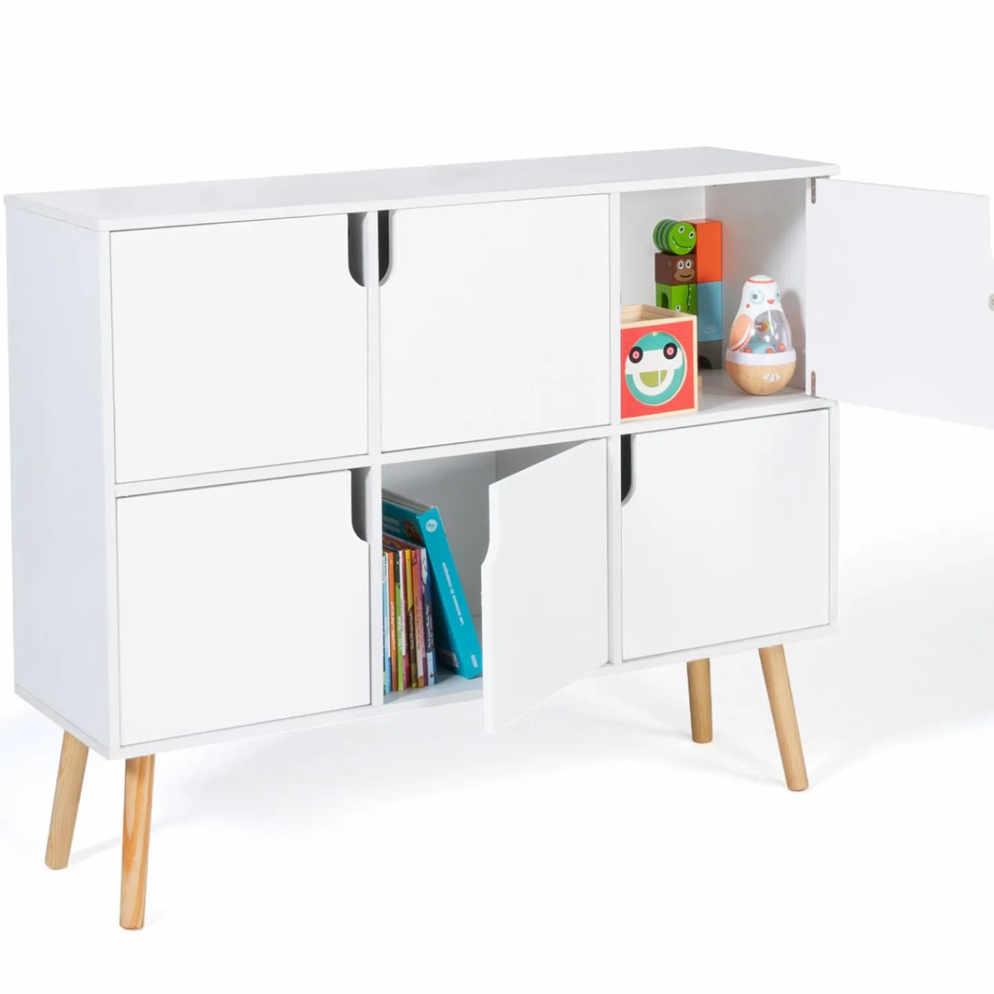 Meuble de rangement 6 cases pour enfant bois blanc*IDMarket Sale