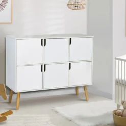 Meuble de rangement 6 cases pour enfant bois blanc*IDMarket Sale