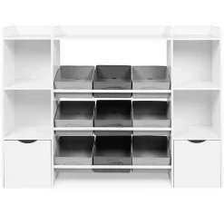 Meuble de rangement avec étagères, bacs en tissu et cubes pour enfants*IDMarket New