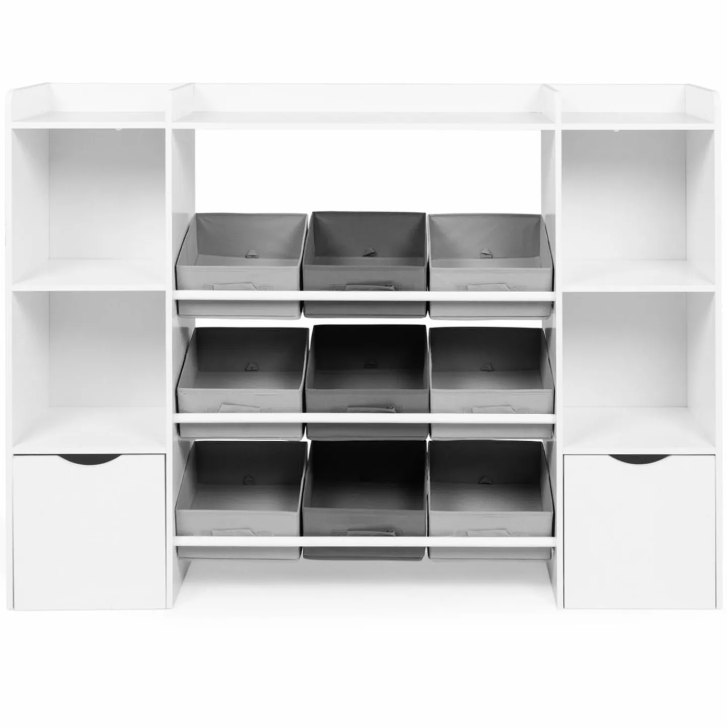 Meuble de rangement avec étagères, bacs en tissu et cubes pour enfants*IDMarket New