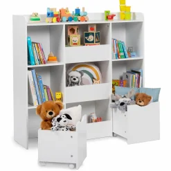 Meuble de rangement blanc pour enfant sur roulettes*IDMarket Discount