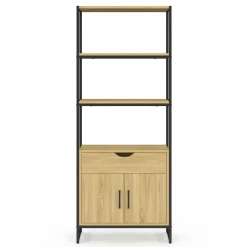 Meuble de rangement design industriel salle de bain avec 3 étages 1 placard 1 tiroir*IDMarket Online