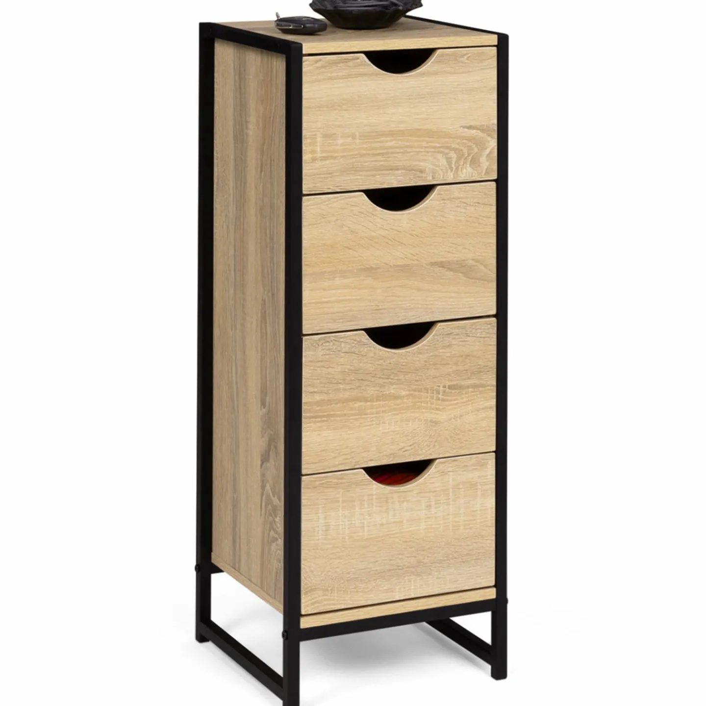 Meuble de rangement industriel chiffonnier d’appoint 80x30 cm 4 tiroirs*IDMarket Hot