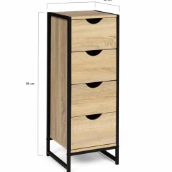 Meuble de rangement industriel chiffonnier d’appoint 80x30 cm 4 tiroirs*IDMarket Hot