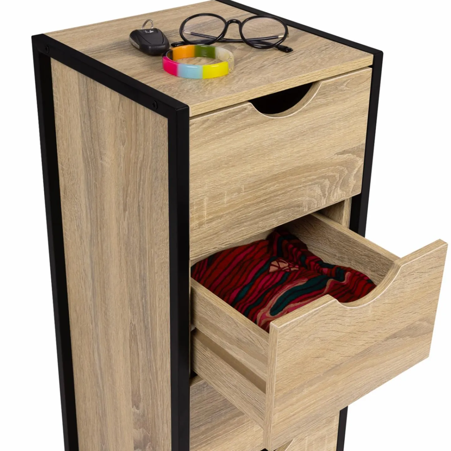 Meuble de rangement industriel chiffonnier d’appoint 80x30 cm 4 tiroirs*IDMarket Hot