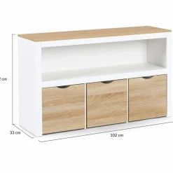 Meuble de rangement pour enfant 3 tiroirs blanc et hêtre*IDMarket Outlet