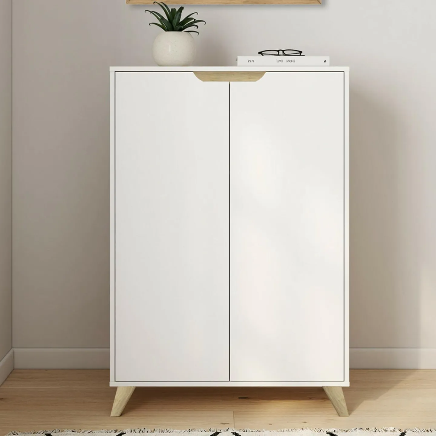 Meuble de rangement scandinave blanc avec 2 portes*IDMarket New