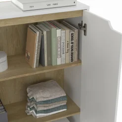 Meuble de rangement scandinave blanc avec 2 portes*IDMarket New